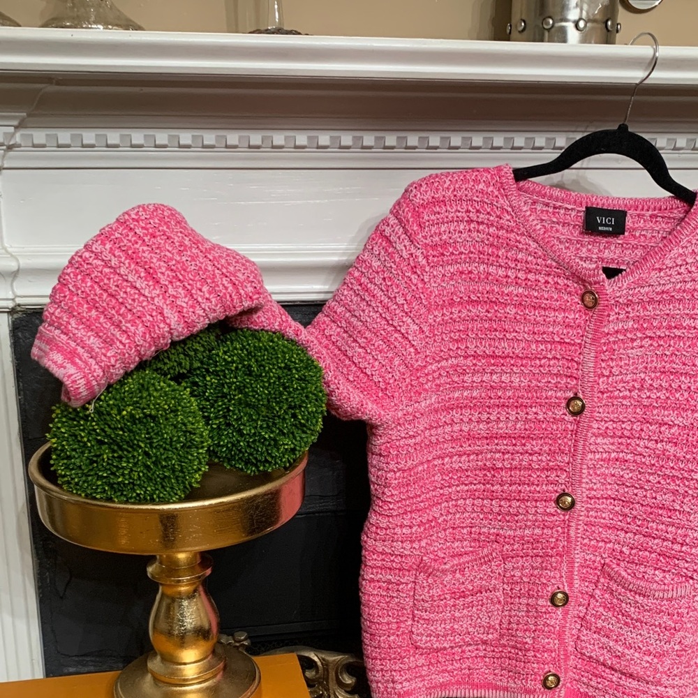 Vici Vibrant Pink Cardigan Sweater - Picture 2 of 7